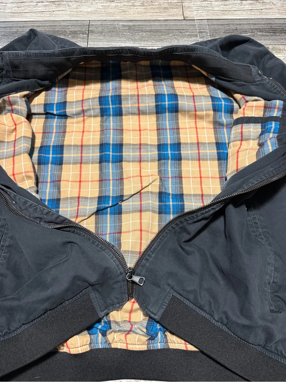 Topman Harrington Jacket Men’s XL Faded Black Or Gray Full Zip Plaid Lined